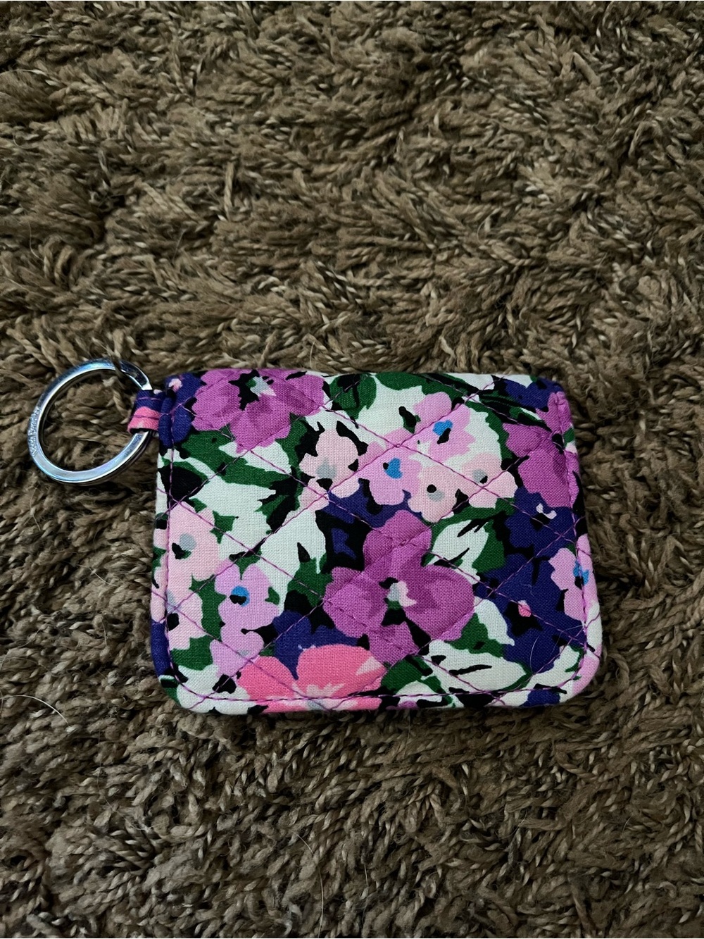 Vera Bradley Floral Quilted Key & Card Holder in Pink, Purple & Green